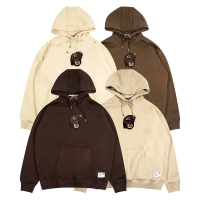 Embroidery Organic Cotton Brown Drop Shoulder Men Hoodie